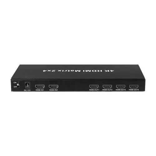 Conmutador de Matriz HDMI Measy Mt4324 4K 30 Hz 2 Entradas 4 Salidas Conmutación sin Interrupciones (Negro) Enchufe Británico