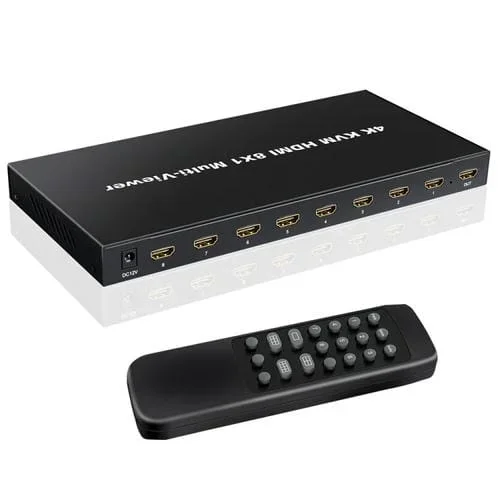 Conmutador KVM HDMI Nk-E80 4K 30Hz 8 en 1 Salida Divisor de Pantalla 8 Vías (Enchufe del Reino Unido)