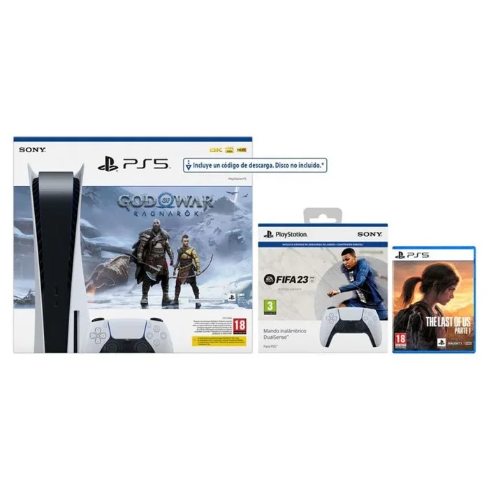 Cons. ps5 stand gow + pack dual fifa 23 + lous