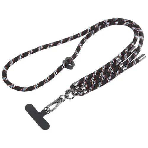 Cordón Ajustable Antipérdida para Teléfono Móvil de Tejido de Sarga (Negro, Azul y Naranja)