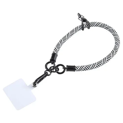 Cordón de Muñeca Corto Universal con Patrón Diagonal para Teléfono (Blanco Negro)