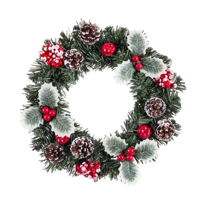 Corona de Navidad Rojo Verde PVC Piñas 30 x 30 x 6 cm – Marca: BigBuy Home – EAN: 8445147235182