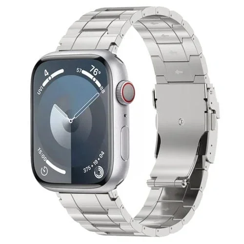 Correa de Acero de Titanio para Apple Watch Se 2022 40mm con Hebilla de Seguridad (Plateado)