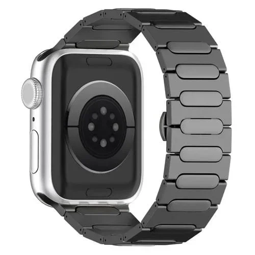 Correa de Aleación de Titanio para Apple Watch Se 2022 44mm con Hebilla de Mariposa (Gris)