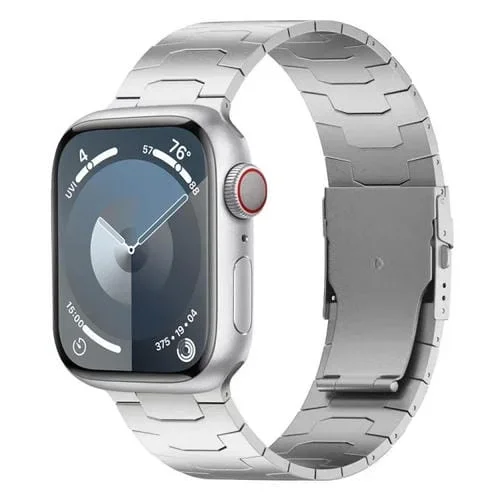 Correa de Aleación de Titanio para Apple Watch Series 5 44mm 26mm con Hebilla de Seguridad Oracle (Plata)