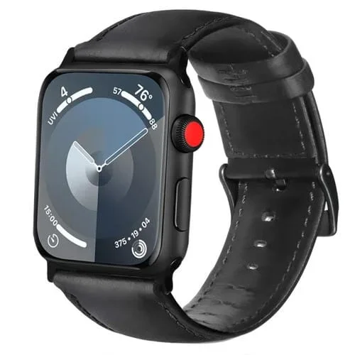 Correa de Cuero Genuino para Apple Watch Series 3 42mm (Negro)
