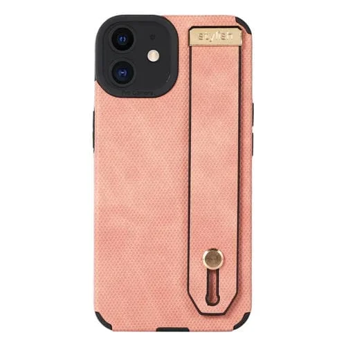 Correa de Muñeca + Funda de Cuero + TPU para iPhone 12 (Rosa)
