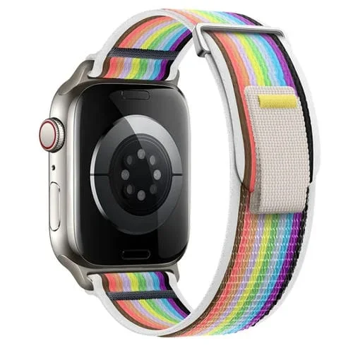 Correa de Nailon Doble Sección Apple Watch Se 2023 40mm (Arcoíris Blanco)