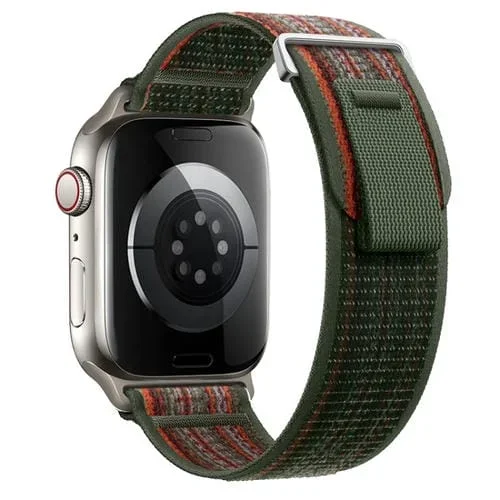 Correa de Nailon Doble Sección Apple Watch Series 5 40mm (Naranja y Verde Abeto Oscuro)