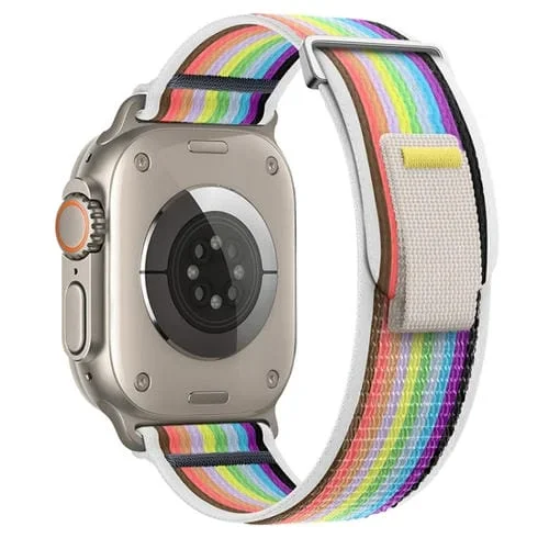 Correa de Nailon Doble Sección Apple Watch Ultra 2 49mm (Arcoíris Blanco)