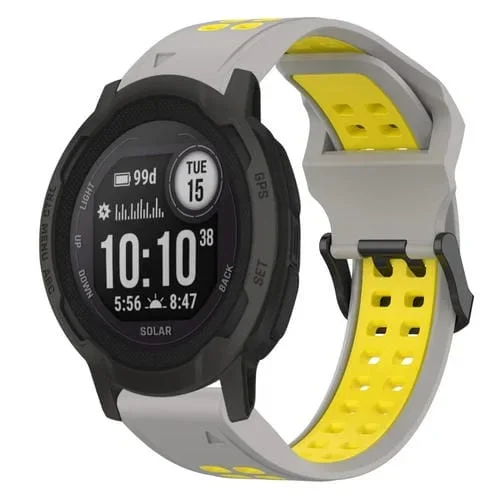 Correa de Reloj 20mm Garmin Instinct 2S Silicona Hebilla Inversa (Gris + Amarillo)