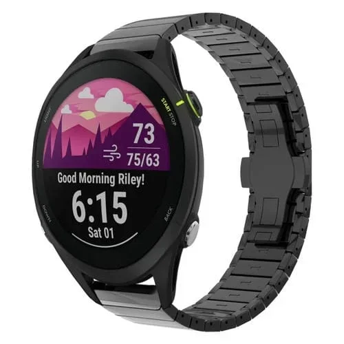 Correa de Reloj Aleación con Hebilla Mariposa para Garmin Forerunner 255 Music 22mm (Negra)