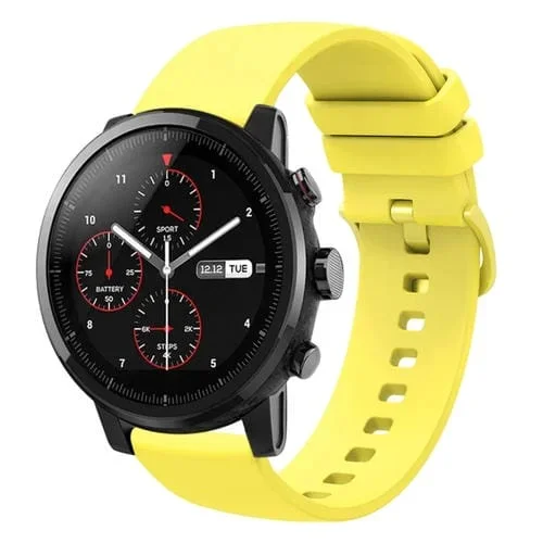 Correa de Reloj Amazfit 2 Stratos 22mm Silicona Suave Color Sólido (Amarillo)