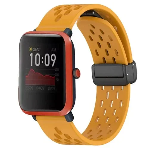 Correa de Reloj Amazfit Bip 1S Silicona Cierre Magnético Plegable 20mm (Amarillo)