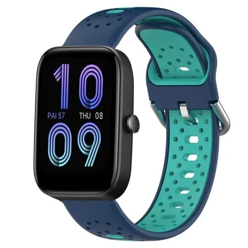Correa de Reloj Amazfit Bip3 20mm Silicona Dos Colores Transpirable (Azul + Pato de Agua)