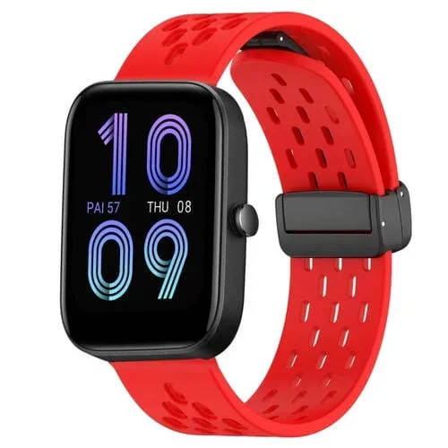Correa de Reloj Amazfit Bip3 silicona cierre magnético plegable 20mm (Rojo)