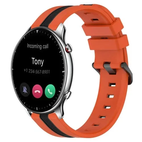 Correa de Reloj Amazfit GTR 2 22mm silicona dos colores vertical (Naranja + Negro)