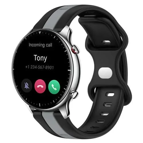 Correa de Reloj Amazfit GTR 2 22mm Silicona Hebilla de Mariposa (Negro + Gris)
