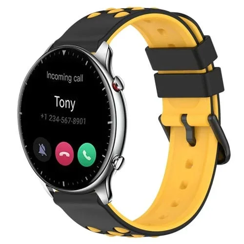 Correa de Reloj Amazfit GTR 2 22mm Silicona Porosa Dos Colores (Negro + Amarillo)