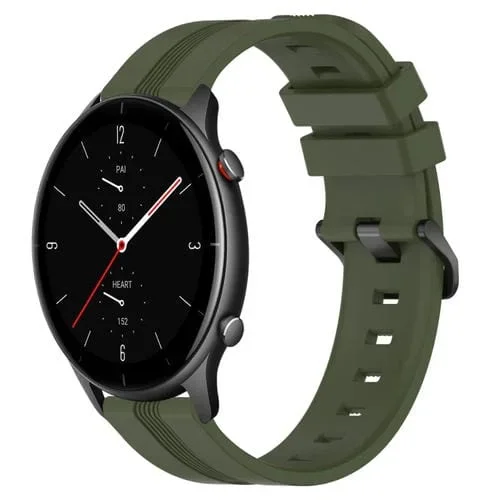 Correa de Reloj Amazfit GTR 2E 22mm Silicona con Rayas Cóncavas (Verde Militar)