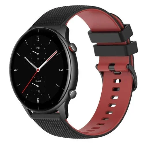 Correa de Reloj Amazfit GTR 2E 22mm Silicona Dos Colores a Cuadros (Negro + Rojo)