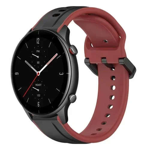 Correa de Reloj Amazfit GTR 2E silicona dos colores con bucle convexo 22mm (Negro + Rojo)