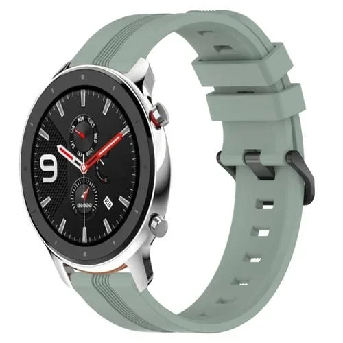 Correa de Reloj Amazfit GTR 4 22mm Silicona con Rayas Cóncavas (Verde Grisáceo)