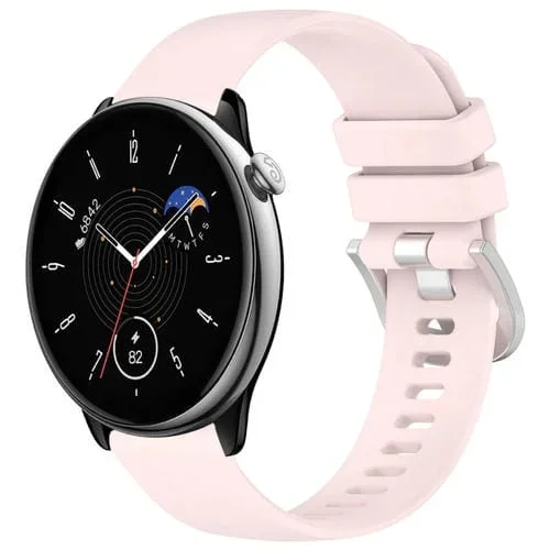Correa de Reloj Amazfit GTR Mini silicona con hebilla plateada líquida brillante 20mm (Rosa)