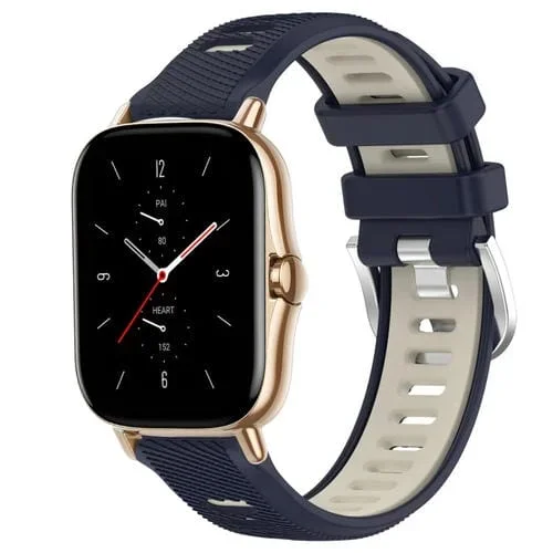 Correa de Reloj Amazfit GTS 2 silicona 22mm con hebilla acero dos colores (Azul Medianoche + Luz Estelar)