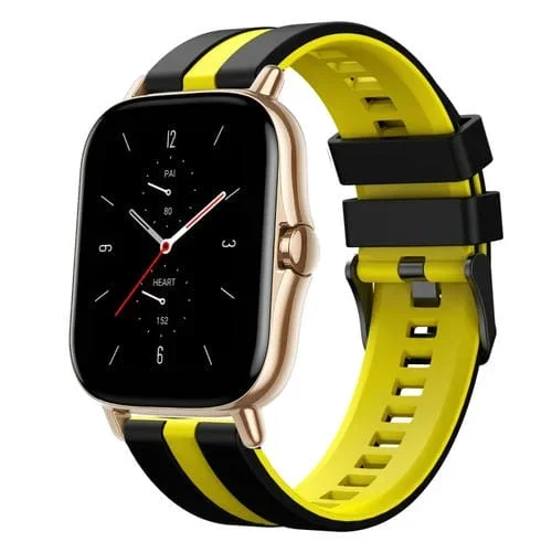 Correa de Reloj Amazfit GTS 2 Silicona Deportiva Dos Colores 20mm (Negro + Amarillo)
