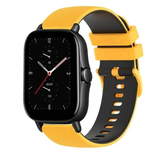 Correa de Reloj Amazfit GTS 2E 20mm Silicona Dos Colores a Cuadros (Amarillo + Negro)