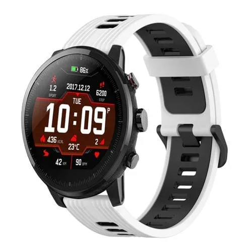 Correa de Reloj Amazfit Stratos 22mm Silicona Patrón Vertical Dos Colores (Blanco + Negro)