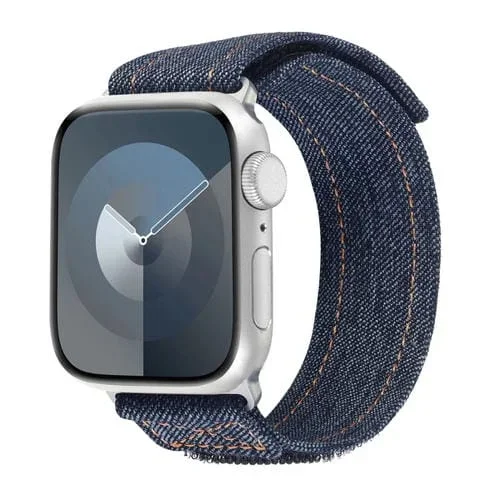 Correa de Reloj Apple Watch Series 3 38mm con Cierre Gancho y Bucle Nailon Vaquero (Gris)