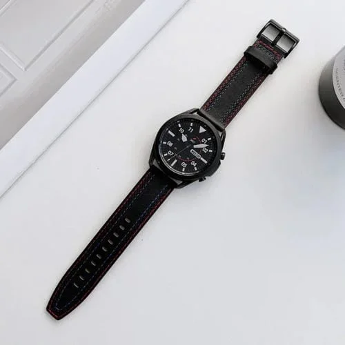 Correa de Reloj Cuero Costura Tricolor Universal 22mm (Negro)