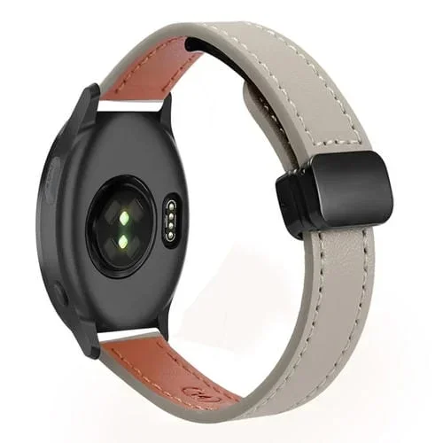 Correa de Reloj Cuero Microfibra 20mm con Hebilla Magnética para Garmin Forerunner 165 (Gris)