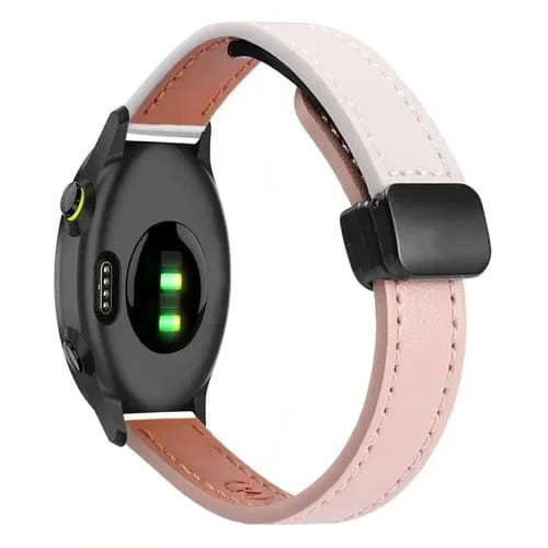 Correa de Reloj Cuero Microfibra 20mm con Hebilla Magnética para Garmin Forerunner 55 (Rosa y Albaricoque)