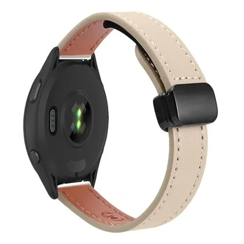 Correa de Reloj Cuero Microfibra Garmin Forerunner 265 Music 22mm (Albaricoque Crema)