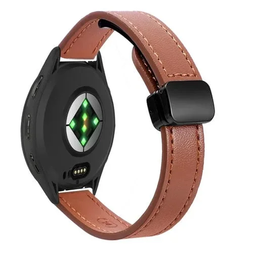 Correa de Reloj Cuero Microfibra Garmin Venu 3 22mm Hebilla Magnética (Marrón Moca)