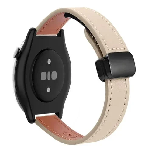 Correa de Reloj Cuero Microfibra Magnética 22mm para Amazfit Watch GTR 2 (Albaricoque Crema)