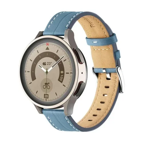 Correa de Reloj de Cuero Genuino Ranurado para Coros Pace 2 y Apex 42mm (Azul)