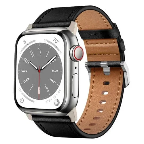 Correa de Reloj de Cuero Grano Superior Wilderness para Apple Watch Series 3 42mm (Conector Titanio Negro)