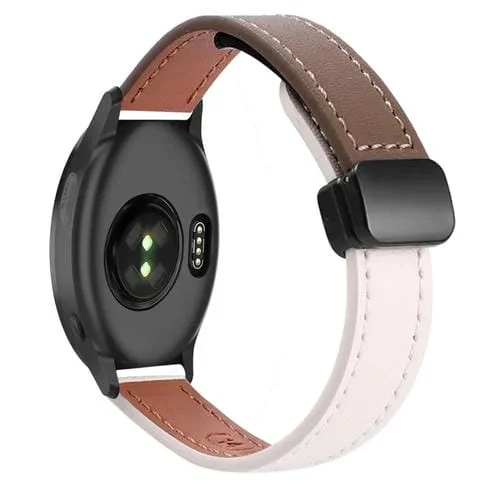 Correa de Reloj de Cuero Microfibra 20mm con Hebilla Magnética para Garmin Forerunner 165 Music (Albaricoque y Caramelo Macchiato)