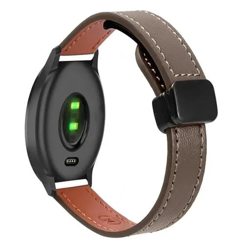 Correa de Reloj de Cuero Microfibra con Hebilla Magnética 20mm para Garmin Move Sport (Caramelo Macchiato)