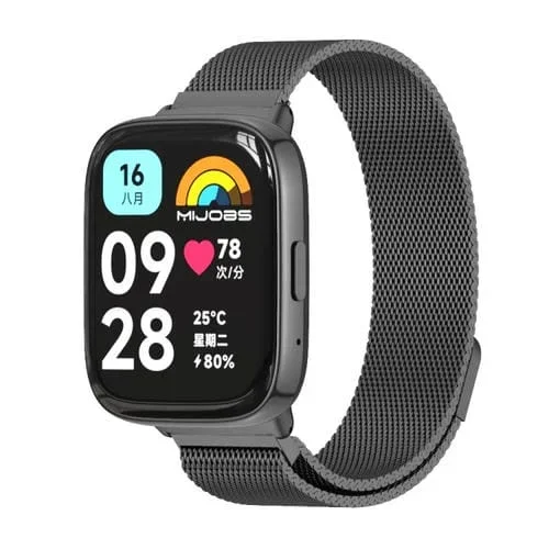 Correa de Reloj de Metal Magnético para Redmi Watch 3 Lite y Watch 3 Active Mijobs Milan (Negro)