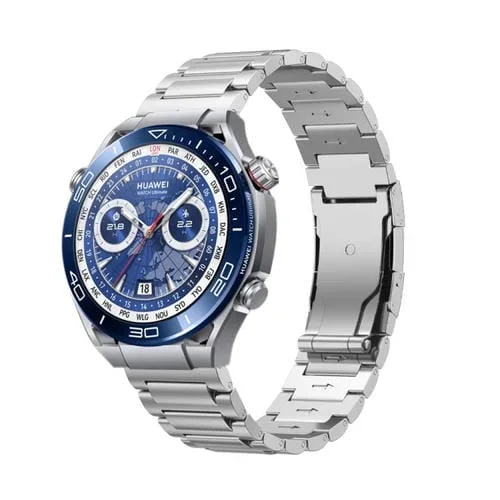 Correa de Reloj de Metal Titanio 22mm con Hebilla Tortuga Tres Tensiones (Plata)