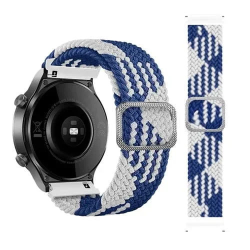 Correa de Reloj de Nylon Trenzada Ajustable Universal 20mm (Azul Blanco)