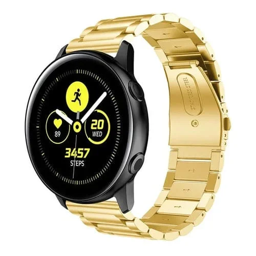Correa de Reloj de Pulsera Acero Inoxidable Sólido Hebilla Tirachinas Galaxy Watch Active 20mm (Oro)