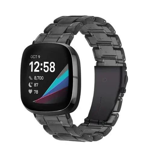 Correa de Reloj de Resina para Fitbit Versa 3 y Sense Universal (Negro Transparente)