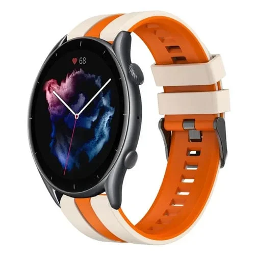 Correa de Reloj de Silicona Deportiva para Amazfit GTR 3 de 22mm (Starlight + Naranja)