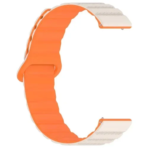 Correa de Reloj de Silicona Magnética 22mm con Lazo de Puntos (Naranja Estrellado)